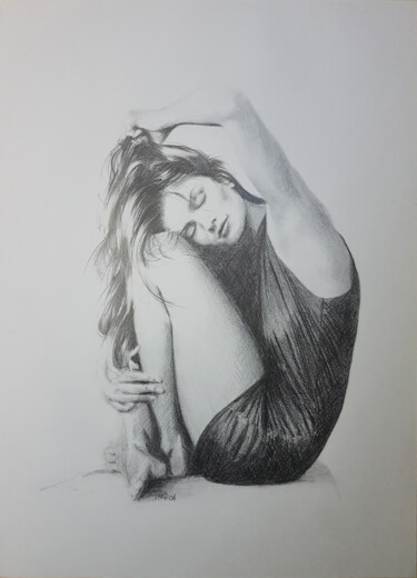 Drawing titled "Cindy Crawford" by Frédéric Berrin, Original Artwork, Pencil