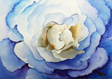 Painting titled "Fleur 001" by Frédéric Berrin, Original Artwork, Watercolor