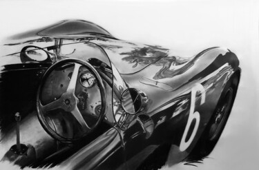 Tekening getiteld "Maserati 300S 1955" door Frédéric Berrin, Origineel Kunstwerk, Houtskool