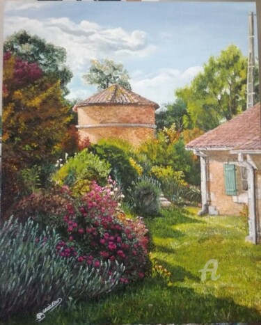 Peinture intitulée "Le pigeonnier de Me…" par Frédéric Boirie, Œuvre d'art originale, Acrylique Monté sur Châssis en bois