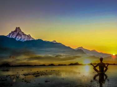 Fotografie getiteld "Zen in Himalaya" door Frederic Bos, Origineel Kunstwerk, Gemanipuleerde fotografie