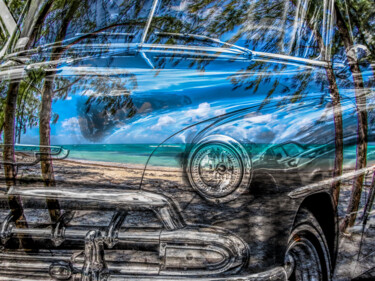 Fotografie mit dem Titel "Old car in Cuba" von Frederic Bos, Original-Kunstwerk, Fotomontage