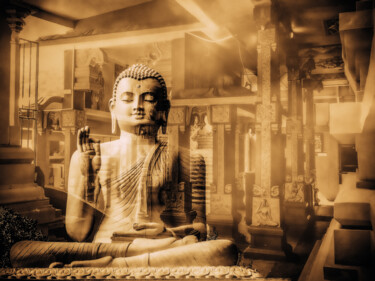 Fotografie getiteld "Sri lanka Bouddha T…" door Frederic Bos, Origineel Kunstwerk, Foto Montage