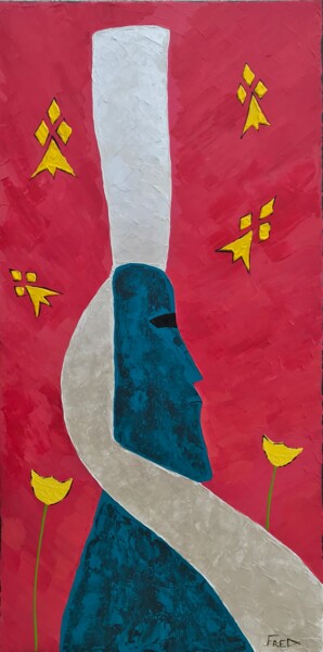 "MOAÏ BIGOUDEN #5" başlıklı Tablo Frédéric Cadiou tarafından, Orijinal sanat, Akrilik Ahşap Sedye çerçevesi üzerine monte ed…