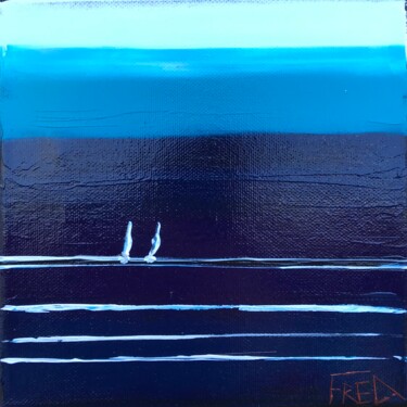 Painting titled "Ocean #1" by Frédéric Cadiou, Original Artwork, Acrylic Mounted on Wood Stretcher frame