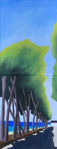 제목이 "Avenue du Cap Coz #2"인 미술작품 Frédéric Cadiou로, 원작, 기름 나무 들것 프레임에 장착됨