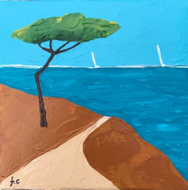 Картина под названием "Le sentier côtier #…" - Frédéric Cadiou, Подлинное произведение искусства, Акрил Установлен на Деревя…