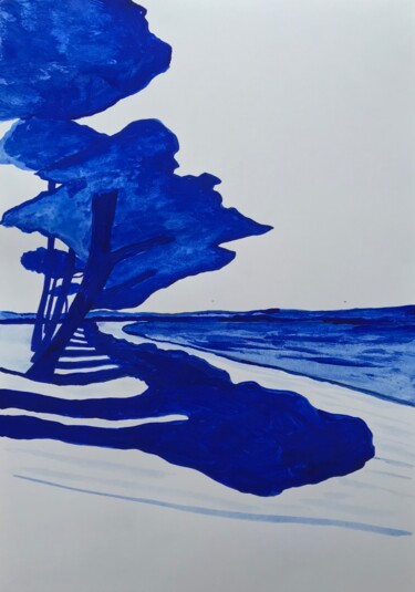 Peinture intitulée "Cap Coz bleu outrem…" par Frédéric Cadiou, Œuvre d'art originale, Encre