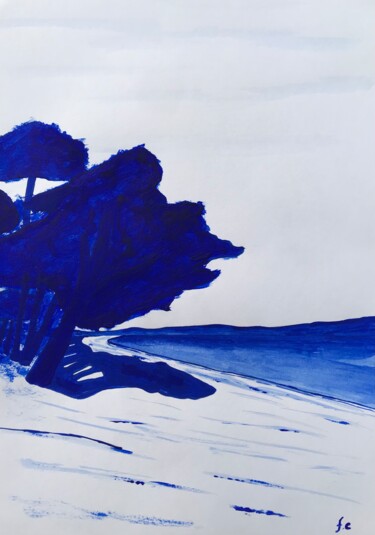 Картина под названием "Cap Coz bleu outrem…" - Frédéric Cadiou, Подлинное произведение искусства, Акрил