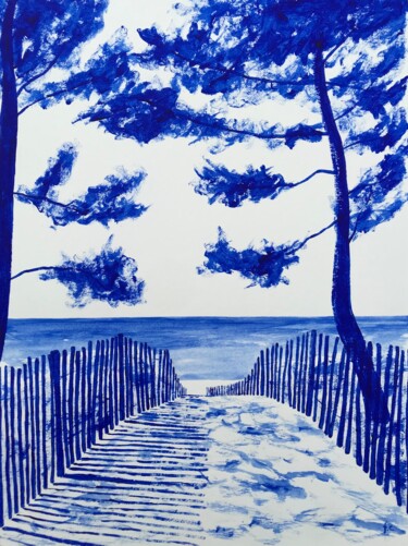 Painting titled "Sainte-Marine bleue…" by Frédéric Cadiou, Original Artwork, Acrylic