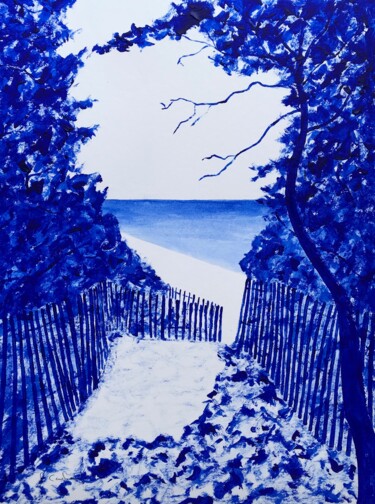 Картина под названием "Spérone - bleu outr…" - Frédéric Cadiou, Подлинное произведение искусства, Акрил