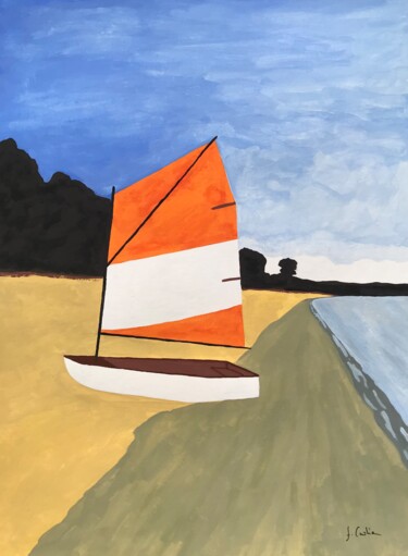 Peinture intitulée "L’Optimist du Cap C…" par Frédéric Cadiou, Œuvre d'art originale, Gouache