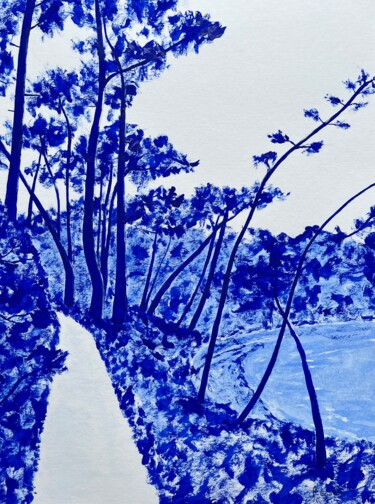 Картина под названием "Kerochet - bleu out…" - Frédéric Cadiou, Подлинное произведение искусства, Акрил