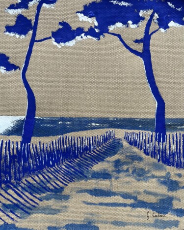 Peinture intitulée "À la plage - bleu o…" par Frédéric Cadiou, Œuvre d'art originale, Acrylique