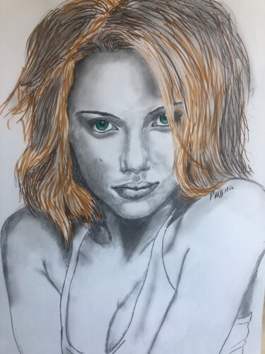 Drawing titled "scarlet" by Frederic Descormes, Original Artwork, Pencil