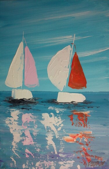 Painting titled "voile orange 18x24…" by Frederic Dupuy, Original Artwork