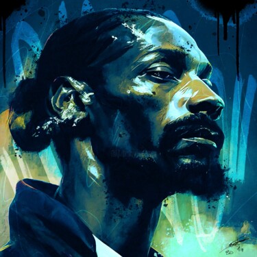 Digital Arts titled "SnoopDogV1" by Frédéric Font (Chroma), Original Artwork, Digital Painting Mounted on Wood Stretcher fra…