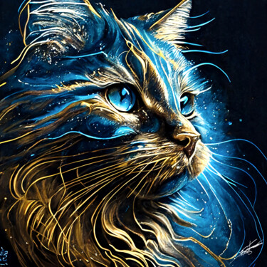 Arte digital titulada "Chat V3" por Frédéric Font (Chroma), Obra de arte original, Pintura Digital Montado en Bastidor de ca…