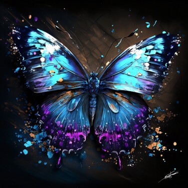 Digitale Kunst getiteld "Papillon V4" door Frédéric Font (Chroma), Origineel Kunstwerk, Digitaal Schilderwerk Gemonteerd op…