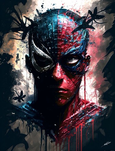 Digitale Kunst mit dem Titel "Spider-Man, le héro…" von Frédéric Font (Chroma), Original-Kunstwerk, Digitale Malerei Auf Kei…