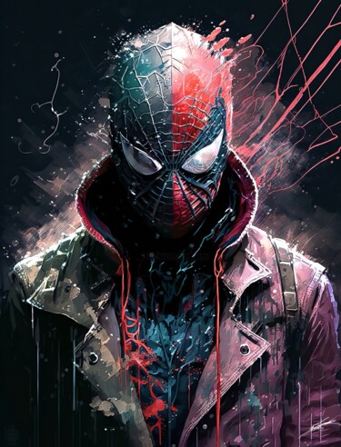 Arte digital titulada "spiderman under the…" por Frédéric Font (Chroma), Obra de arte original, Pintura Digital Montado en B…