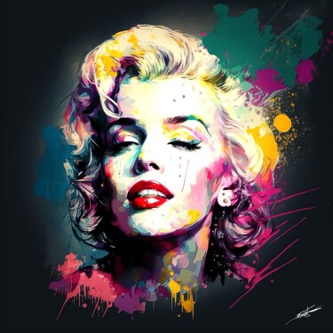 Digitale Kunst getiteld "Marilyn Monroe, rei…" door Frédéric Font (Chroma), Origineel Kunstwerk, Digitaal Schilderwerk Gemon…