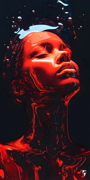 Digitale Kunst getiteld "Sensualité Rouge Éc…" door Frédéric Font (Chroma), Origineel Kunstwerk, Digitaal Schilderwerk Gemon…