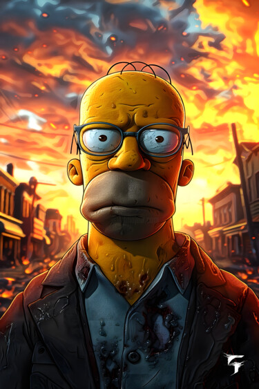 Arte digital titulada "Homer Réinventé" por Frédéric Font (Chroma), Obra de arte original, Pintura Digital Montado en Bastid…