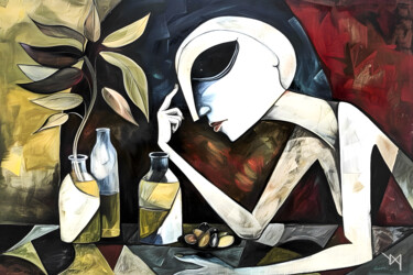 Digitale Kunst mit dem Titel "Réflexions Cubistes…" von Frédéric Font (Chroma), Original-Kunstwerk, Digitale Malerei