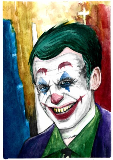 Painting titled "Macron-Joker" by Frédéric Fournier, Original Artwork, Watercolor