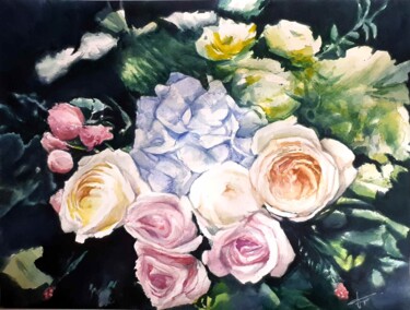 Painting titled "Bouquet#1" by Frédéric Fournier, Original Artwork, Watercolor