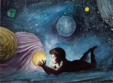 Peinture intitulée "Rêverie d'univers" par Frédéric Fournier, Œuvre d'art originale, Aquarelle