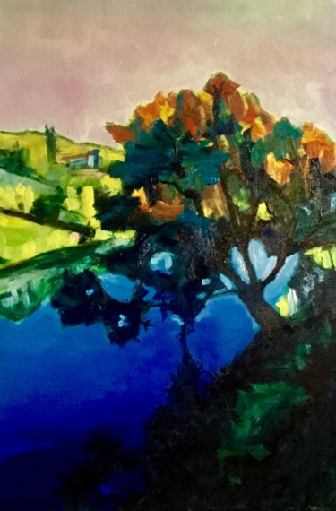 Painting titled "Paysage à Sauve" by Frederic Gauthier, Original Artwork, Oil