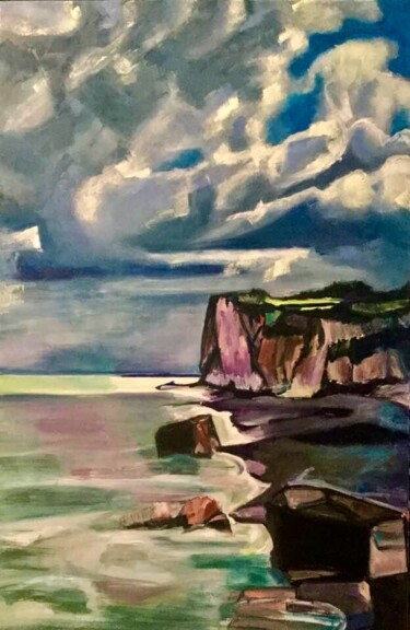 Painting titled "Falaises" by Frederic Gauthier, Original Artwork, Oil