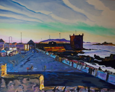 Peinture intitulée "vue du port d'Essao…" par Frederic Gauthier, Œuvre d'art originale, Huile