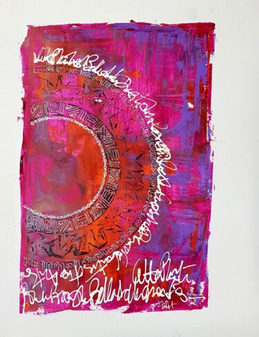 Peinture intitulée "Purple Sunny Circle" par Frédéric Haire, Œuvre d'art originale, Acrylique