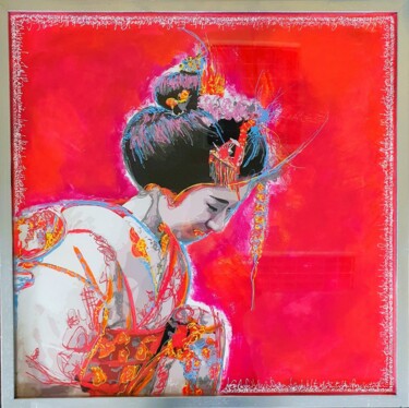 Painting titled "Geisha 1" by Frédéric Haire, Original Artwork, Acrylic Mounted on Wood Stretcher frame