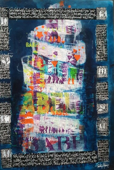 Schilderij getiteld "Babel Project 1" door Frédéric Haire, Origineel Kunstwerk, Inkt