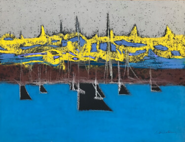 Dessin intitulée "Paysage maritime" par Frédéric Hartmann, Œuvre d'art originale, Pastel