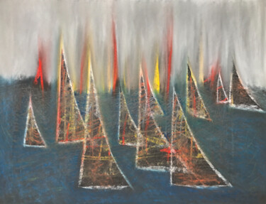 Dessin intitulée "Maritime? XIV" par Frédéric Hartmann, Œuvre d'art originale, Pastel