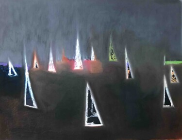 Drawing titled "Nocturne" by Frédéric Hartmann, Original Artwork, Pastel