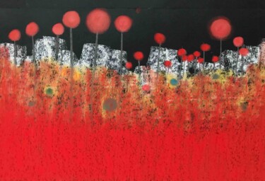 Dessin intitulée "Rouge et variations" par Frédéric Hartmann, Œuvre d'art originale, Pastel