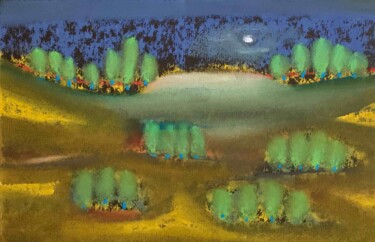 Dessin intitulée "Paysage silencieux…" par Frédéric Hartmann, Œuvre d'art originale, Pastel