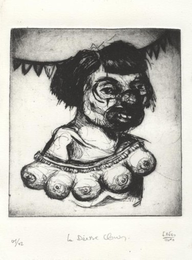 Dessin intitulée "La Déesse Clown." par Frhégo, Œuvre d'art originale, Autre