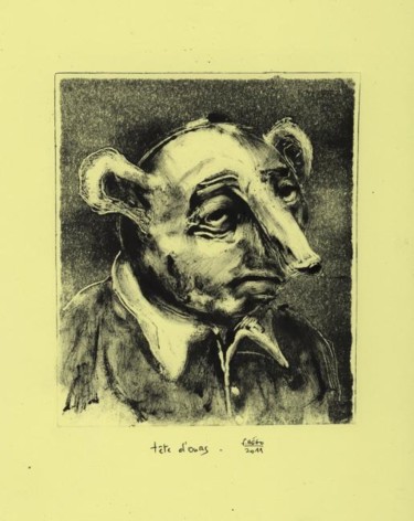 Artisanat intitulée "Tête d'ours." par Frhégo, Œuvre d'art originale