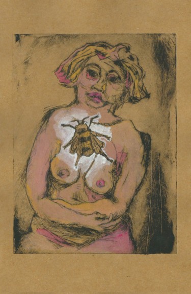 Dessin intitulée "Portrait -l'abeille…" par Frhégo, Œuvre d'art originale