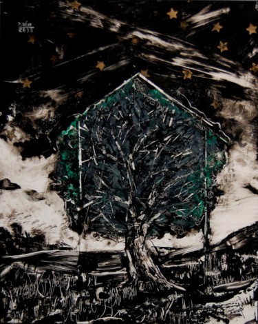 Artisanat intitulée "Paysage -arbre -cab…" par Frhégo, Œuvre d'art originale