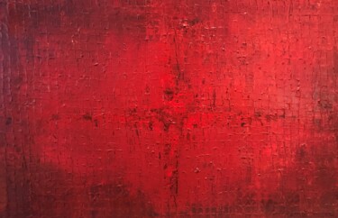 Painting titled "Sympli Red" by Frederic Hofmans, Original Artwork, Acrylic Mounted on Wood Stretcher frame