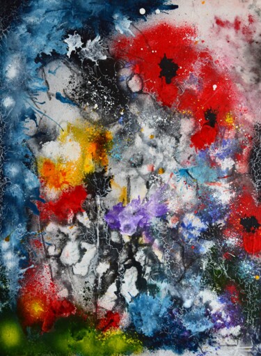Malerei mit dem Titel "poppies 2-19" von Frederic Janssens (Fredj), Original-Kunstwerk, Acryl