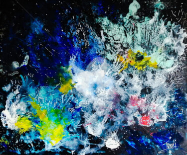 Peinture intitulée "Fleurs Bleues 21" par Frederic Janssens (Fredj), Œuvre d'art originale, Acrylique